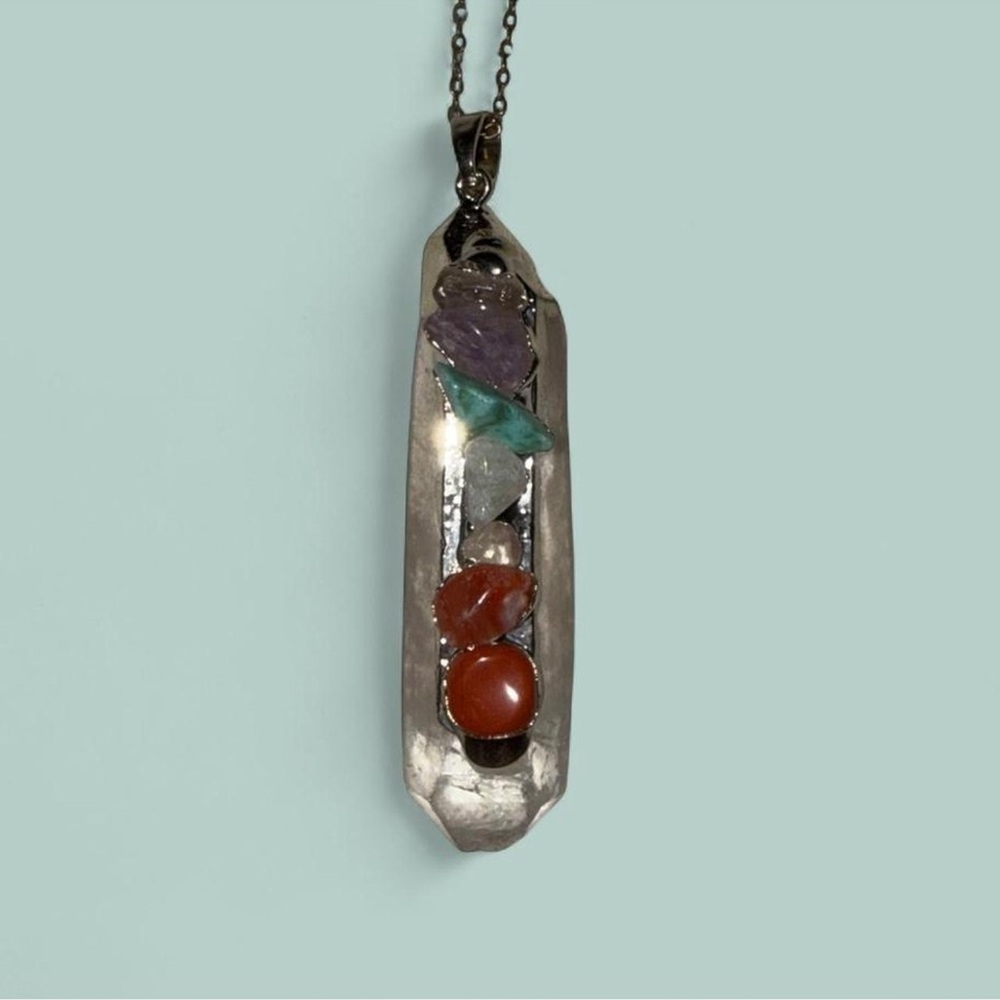 Chakra Crystal Quartz Pendant Necklace | Natural Healing Stone | Jewelry | OBO
